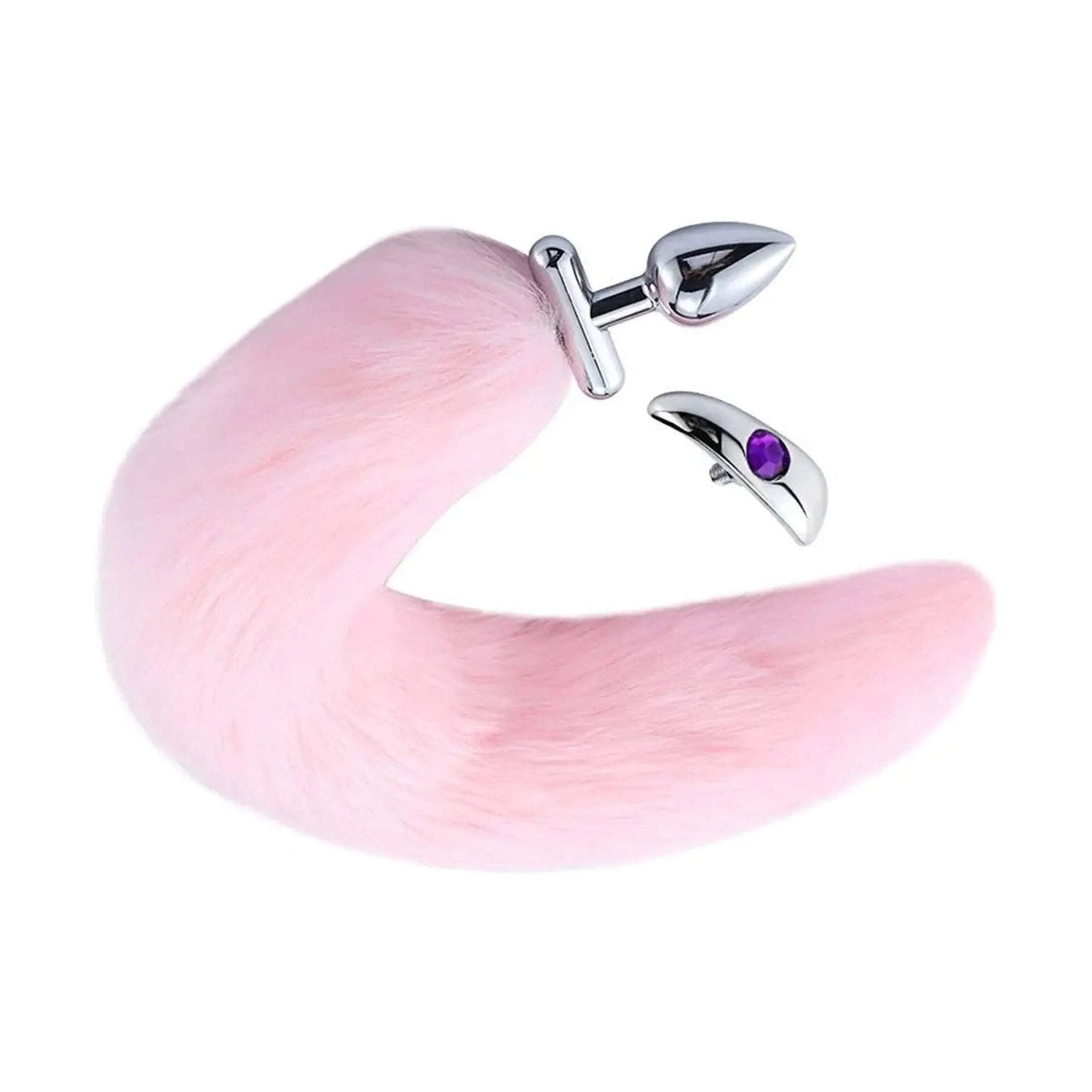 2 in 1 Convertible Fox Tail Plug - Plug Anale in acciaio con coda removibile - Rosa