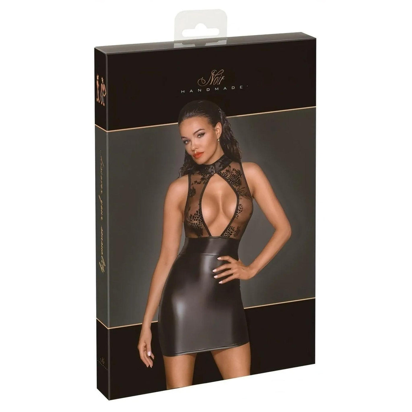 Abito Sexy Nero con Corpino Trasparente Ricamato