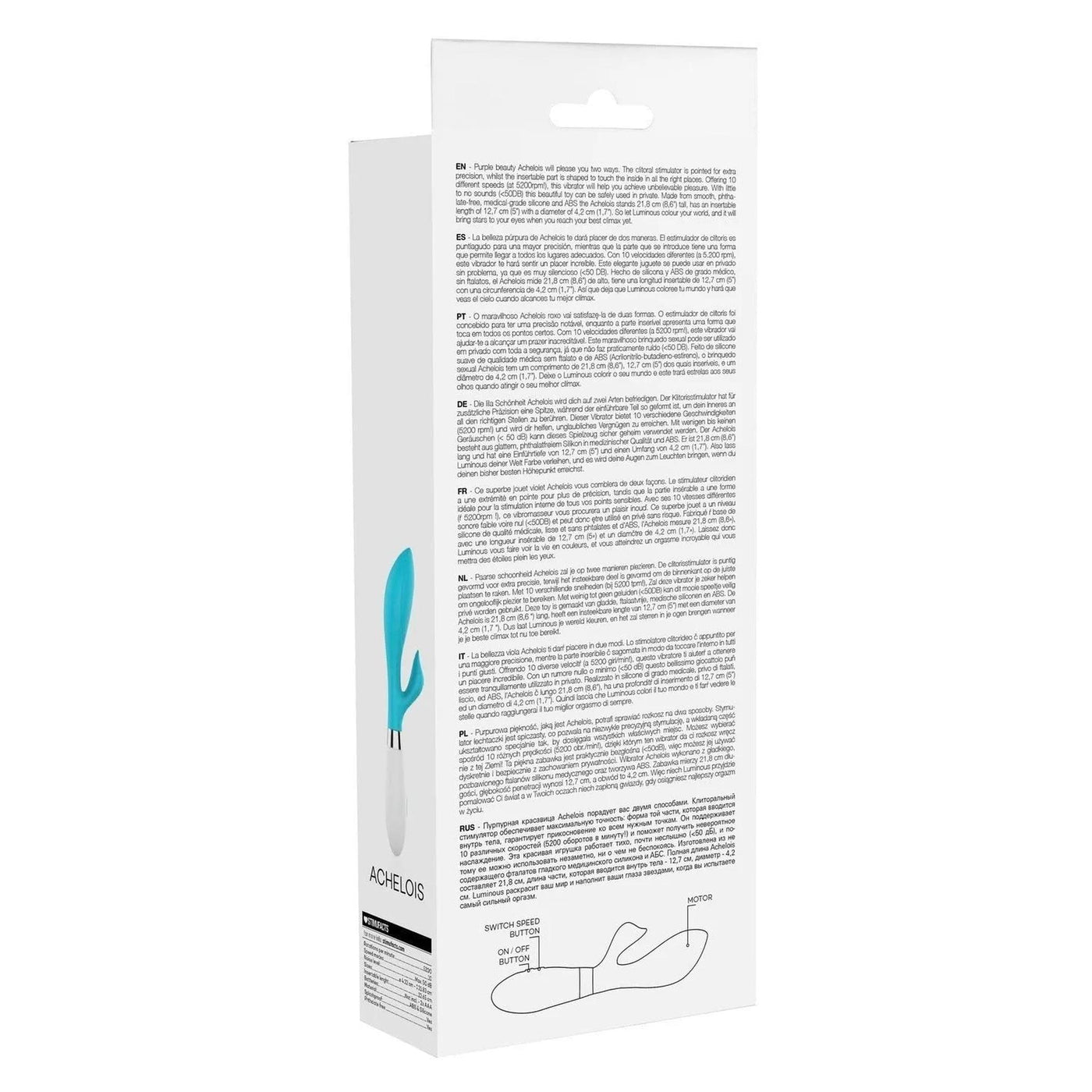 Achelois Vibratore Rabbit in Silicone con 10 vibrazione diverse - Azzurro