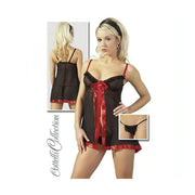 Babydoll Nero e Rosso con Fiocco Centrale