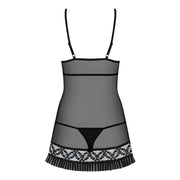 Babydoll Sexy Nero in Tulle Trasparente con Perizoma