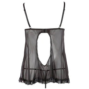 Babydoll nero con apri/chiudi capezzoli