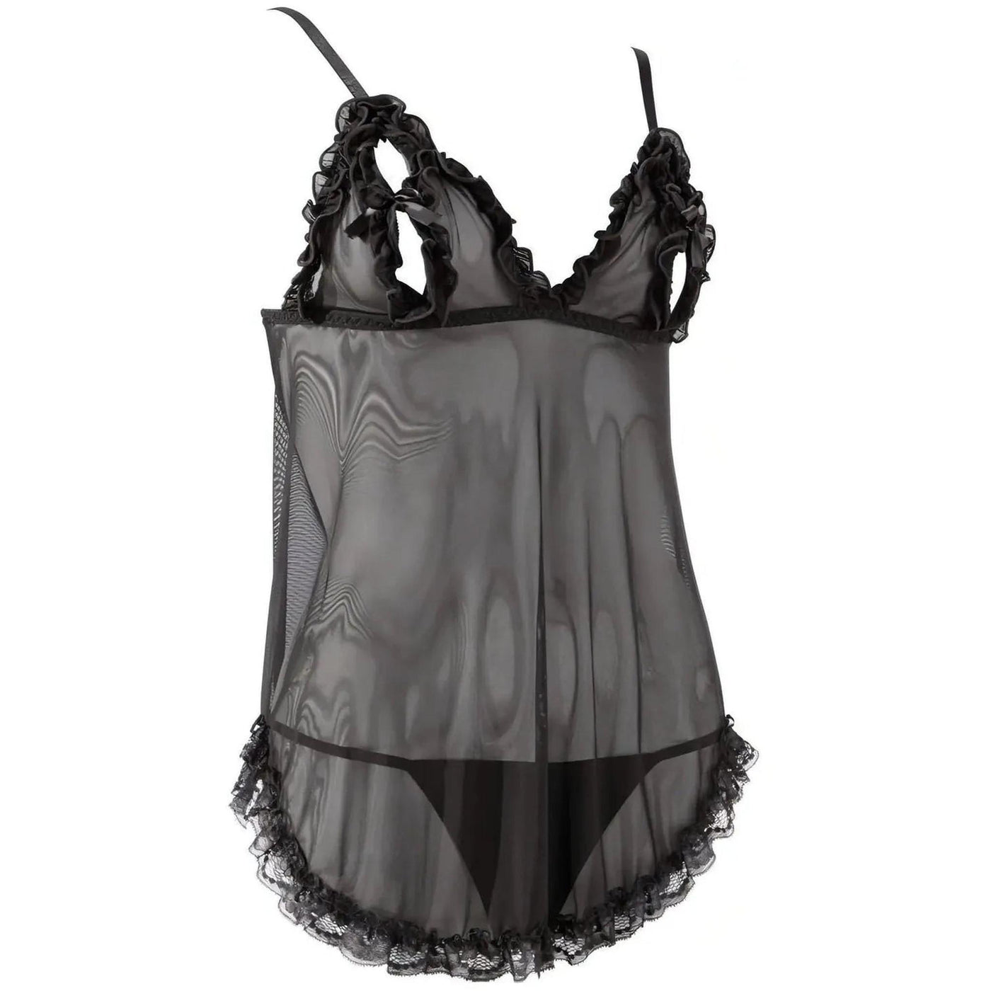 Babydoll nero con apri/chiudi capezzoli