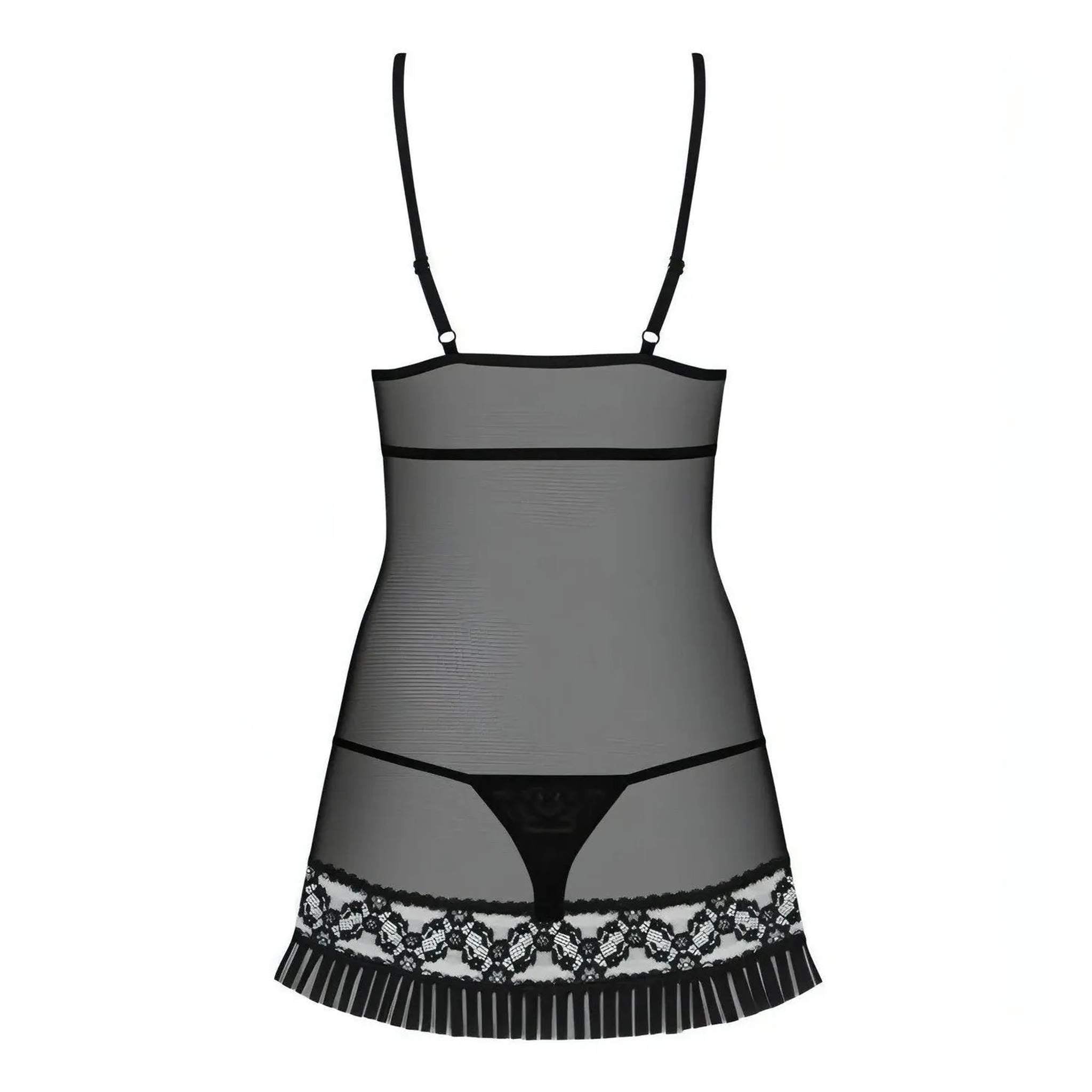 Babydoll nero velato con slip coordinato - S/M