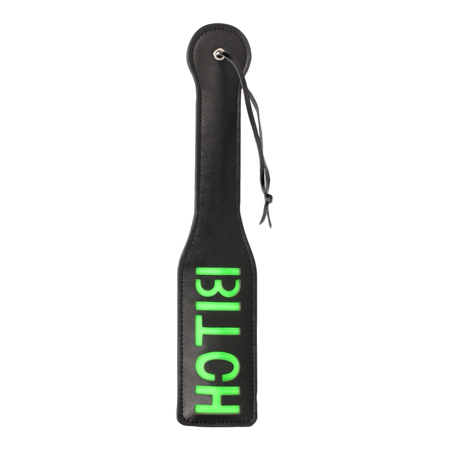 ''Bitch'' Paddle - Glow in the Dark - Black/Neon Green - GoEstasy