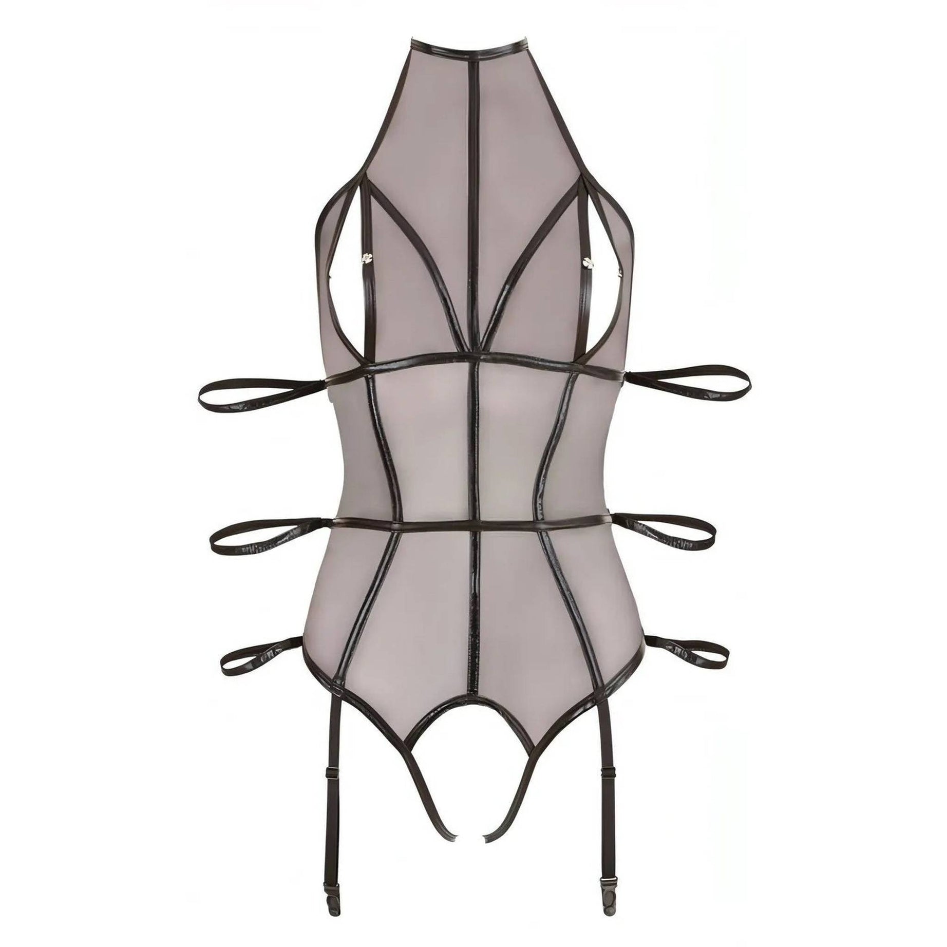Body Bondage trasparente con costrittivi laterali - M