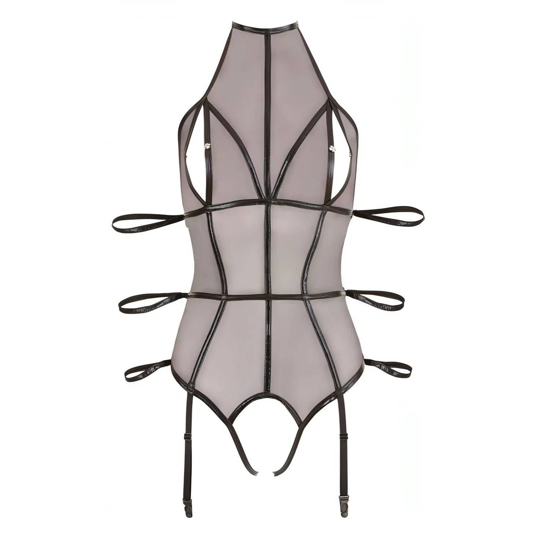 Body Bondage trasparente con costrittivi laterali - M