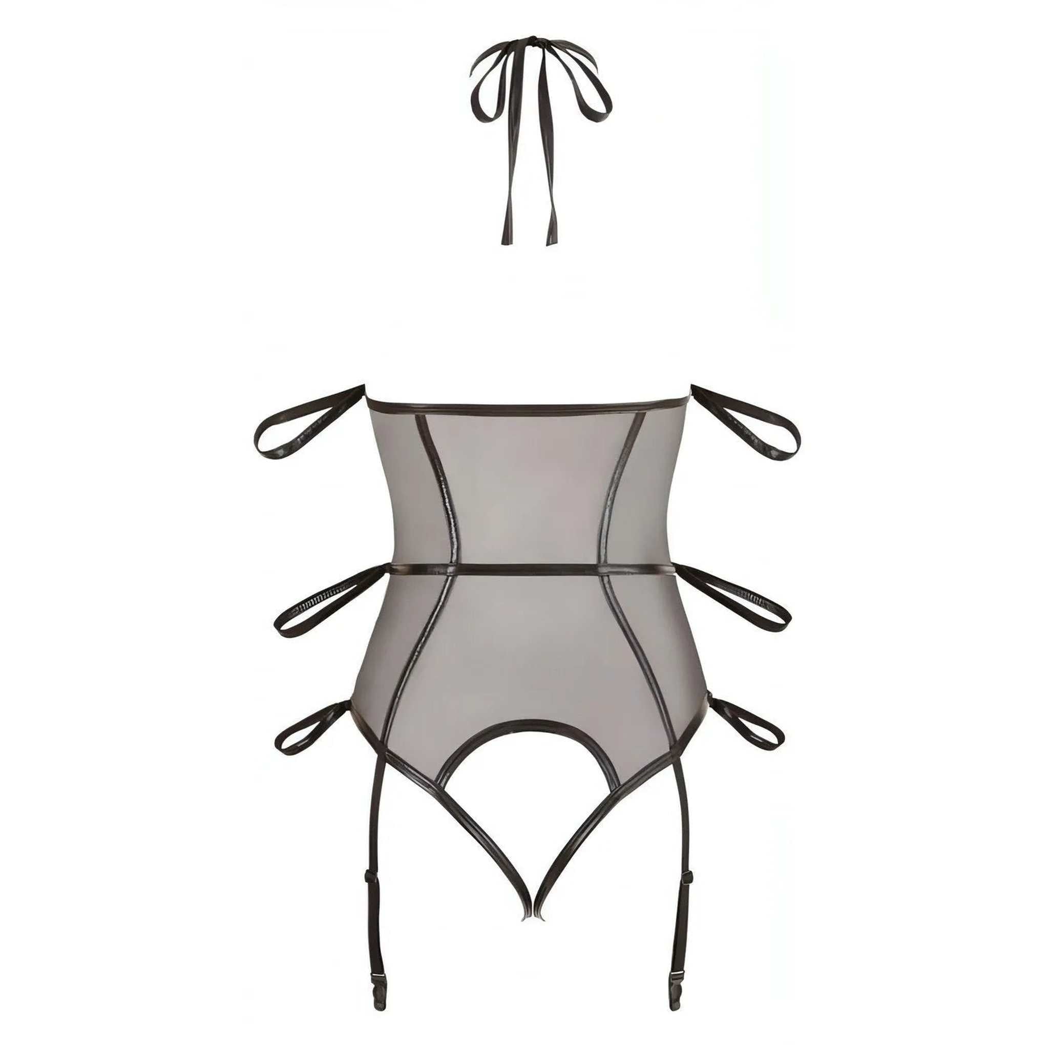 Body Bondage trasparente con costrittivi laterali - M