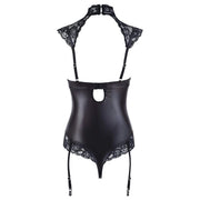 Body Sexy Nero in Wetlook con Dettagli in Pizzo