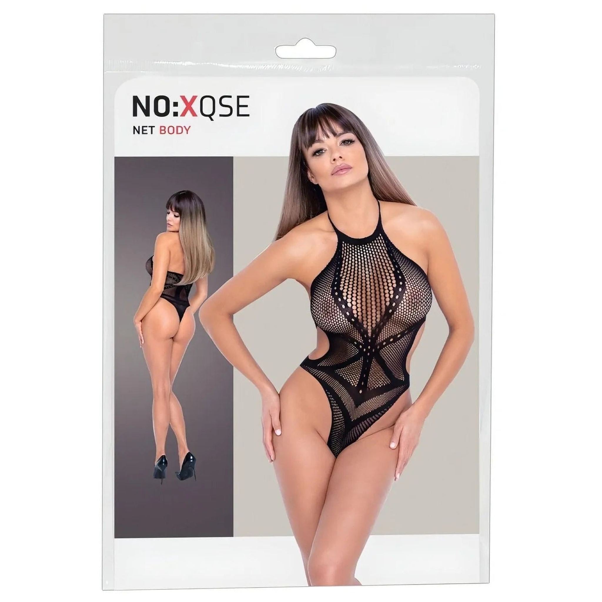 Body a Rete con Collo Halter e Cut-Out Laterali
