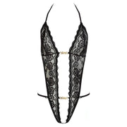 Body a stringhe in pizzo con trama floreale - Taglia S/M