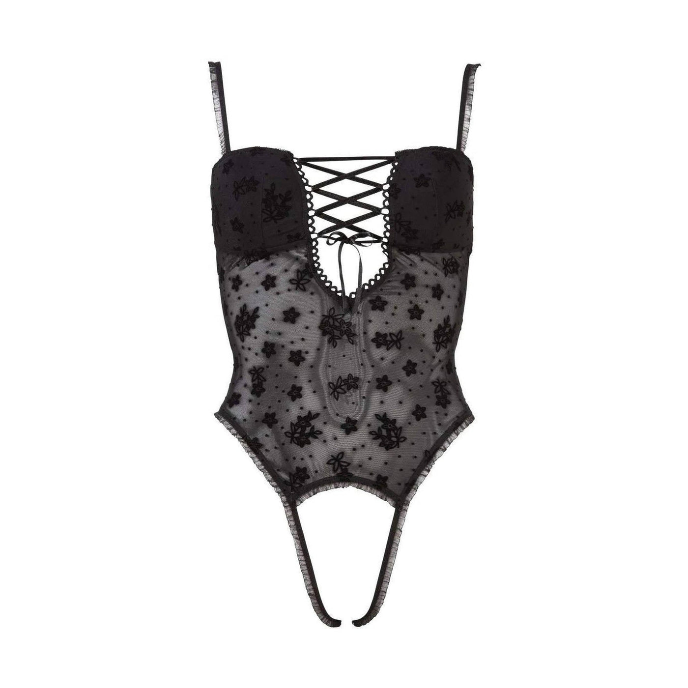 Body in Tulle Ricamato con Laccio Frontale