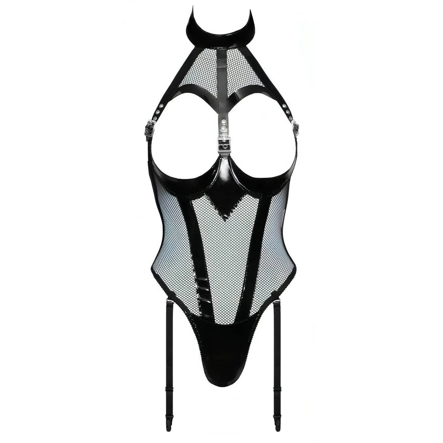 Body in vinile Nero/Trasparente con seni scoperti