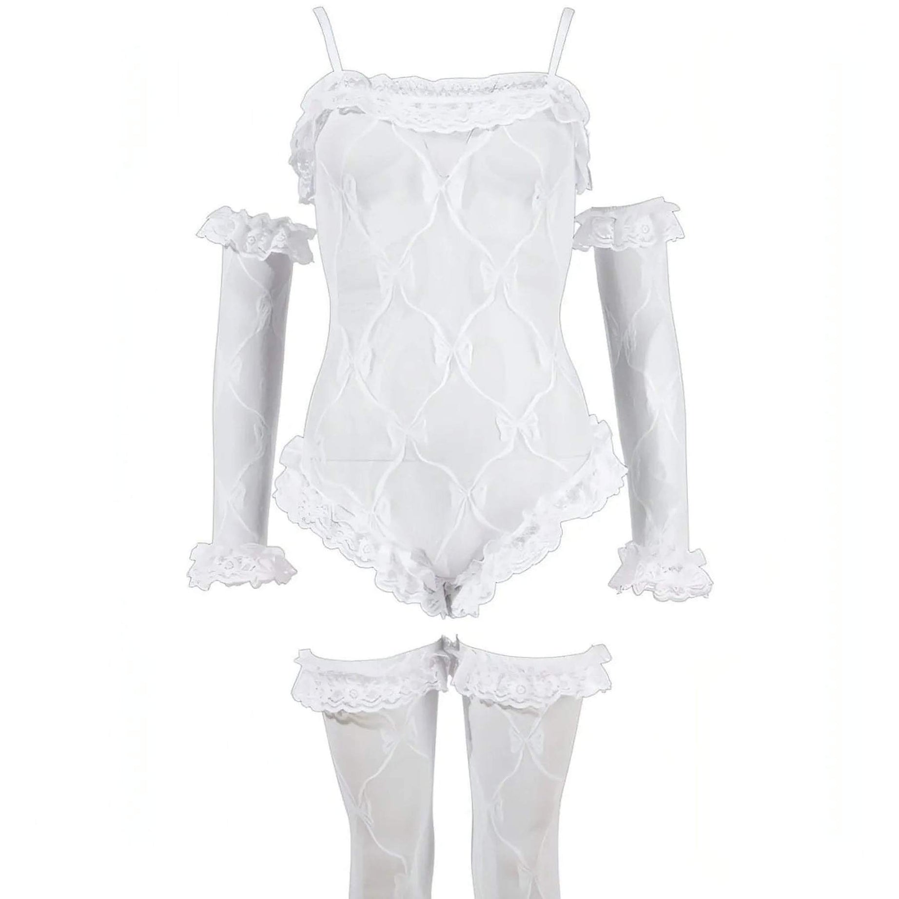 Body, maniche e calze bianche - M/L