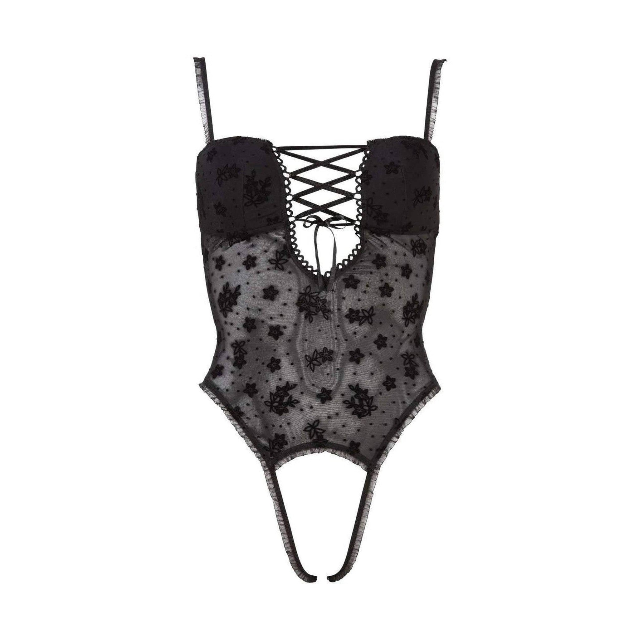 Body nero/trasparente aperto avanti e indietro - S