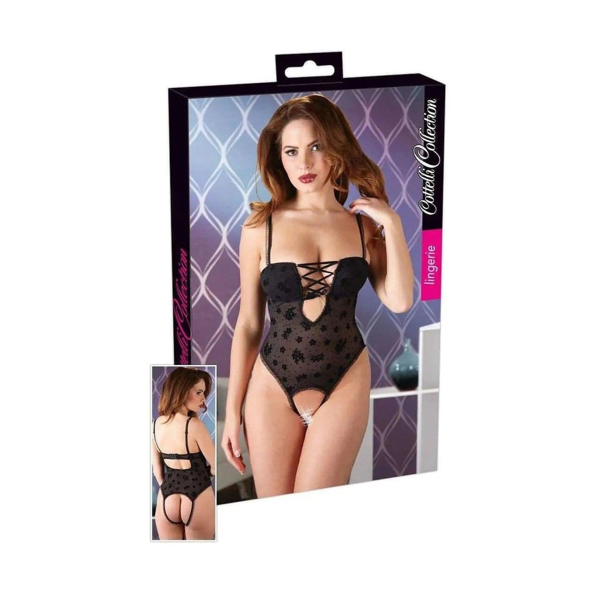 Body nero/trasparente aperto avanti e indietro - S