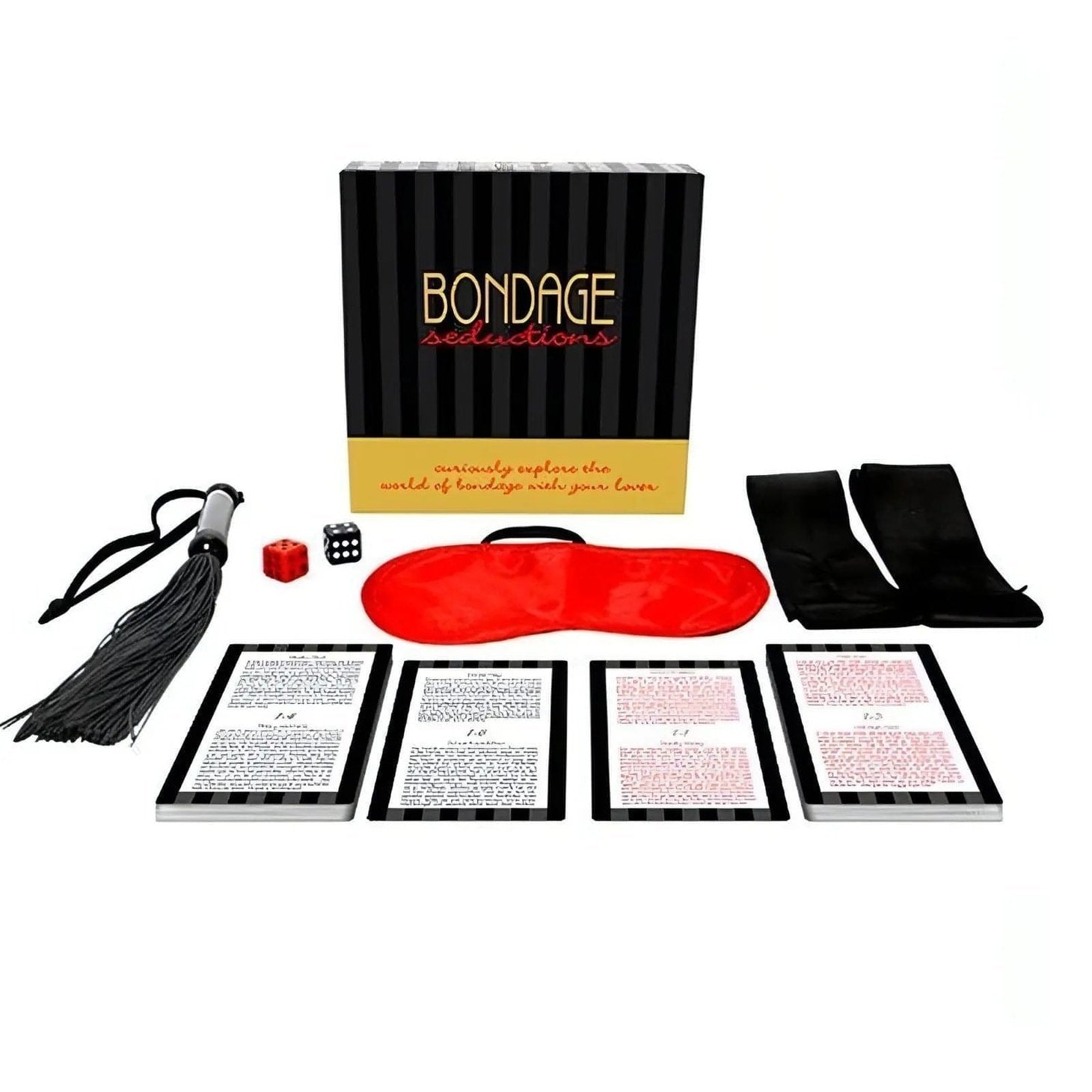 Bondage Seductions - Gioco di coppia con carte, dadi, frustino, benda e 2 polsiere KheperGames