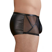 Boxer Nero Lucido con Inserti Trasparenti