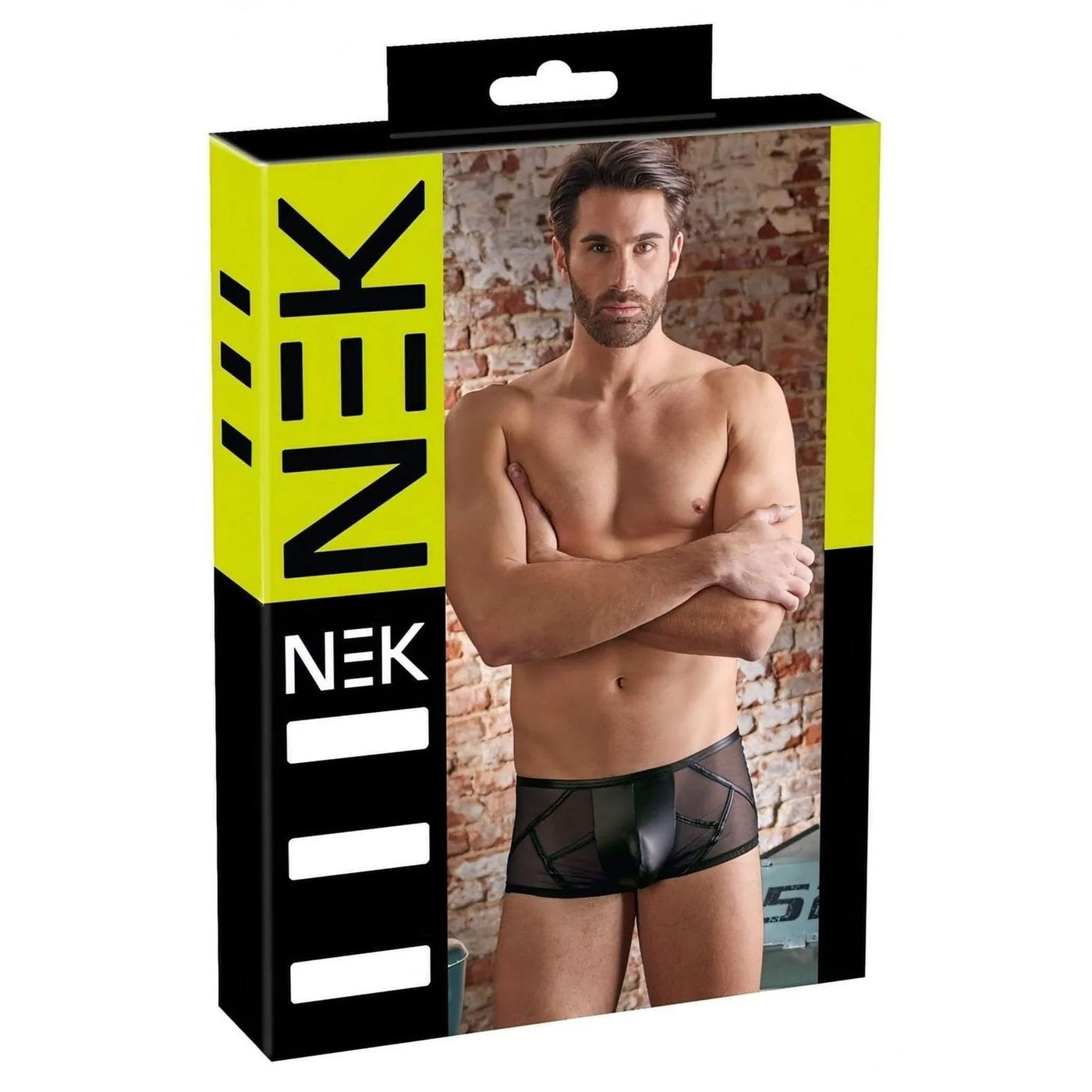 Boxer Nero Lucido con Inserti Trasparenti