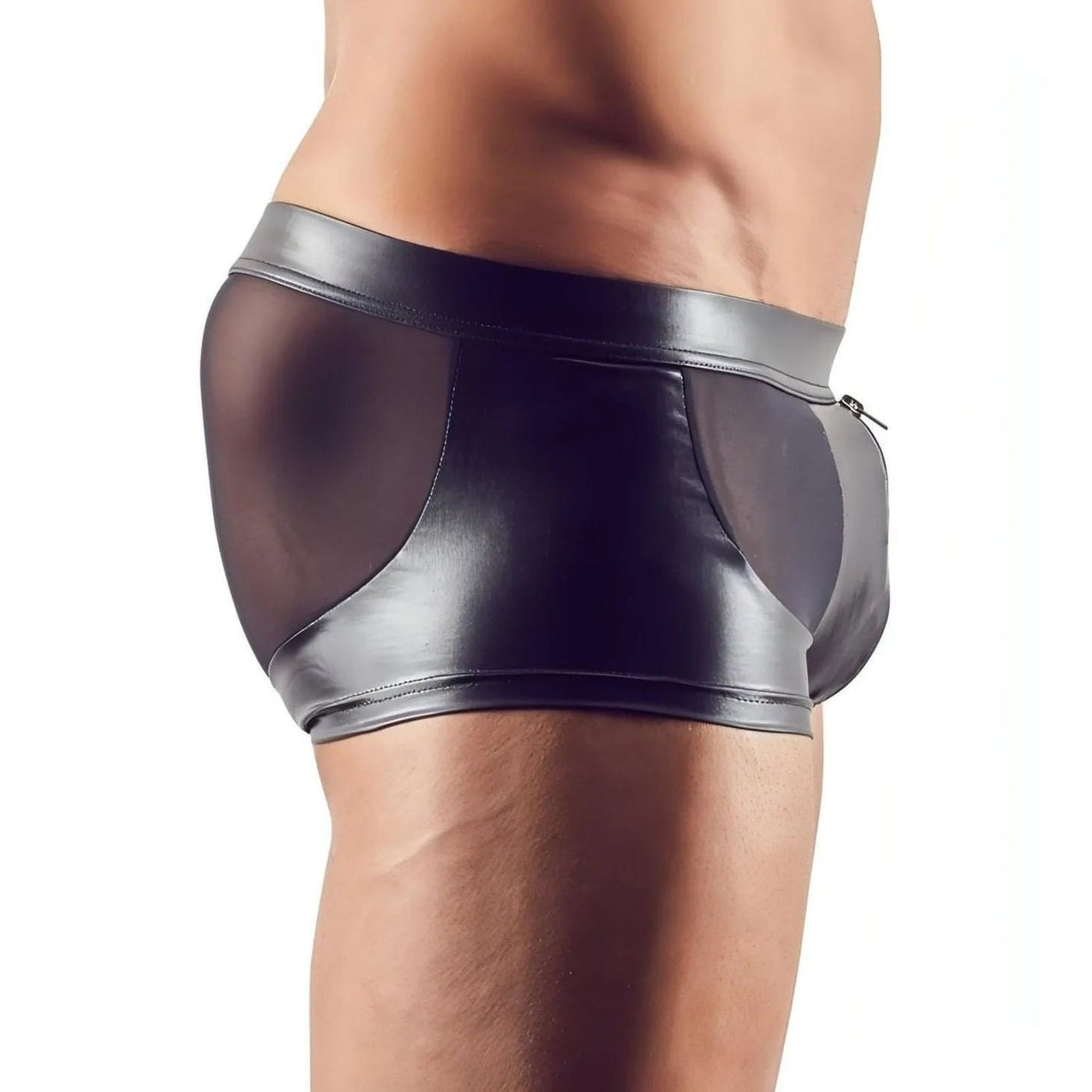 Boxer Uomo Sexy Nero Lucido con Trasparenze