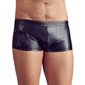 Schwarze Herren-Boxershorts in Wetlook-Optik mit Reißverschluss und Seitentasche