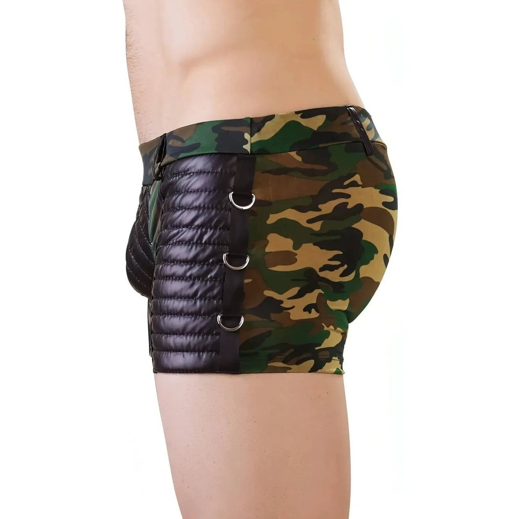 Boxer in microfibra camouflage con inserti neri