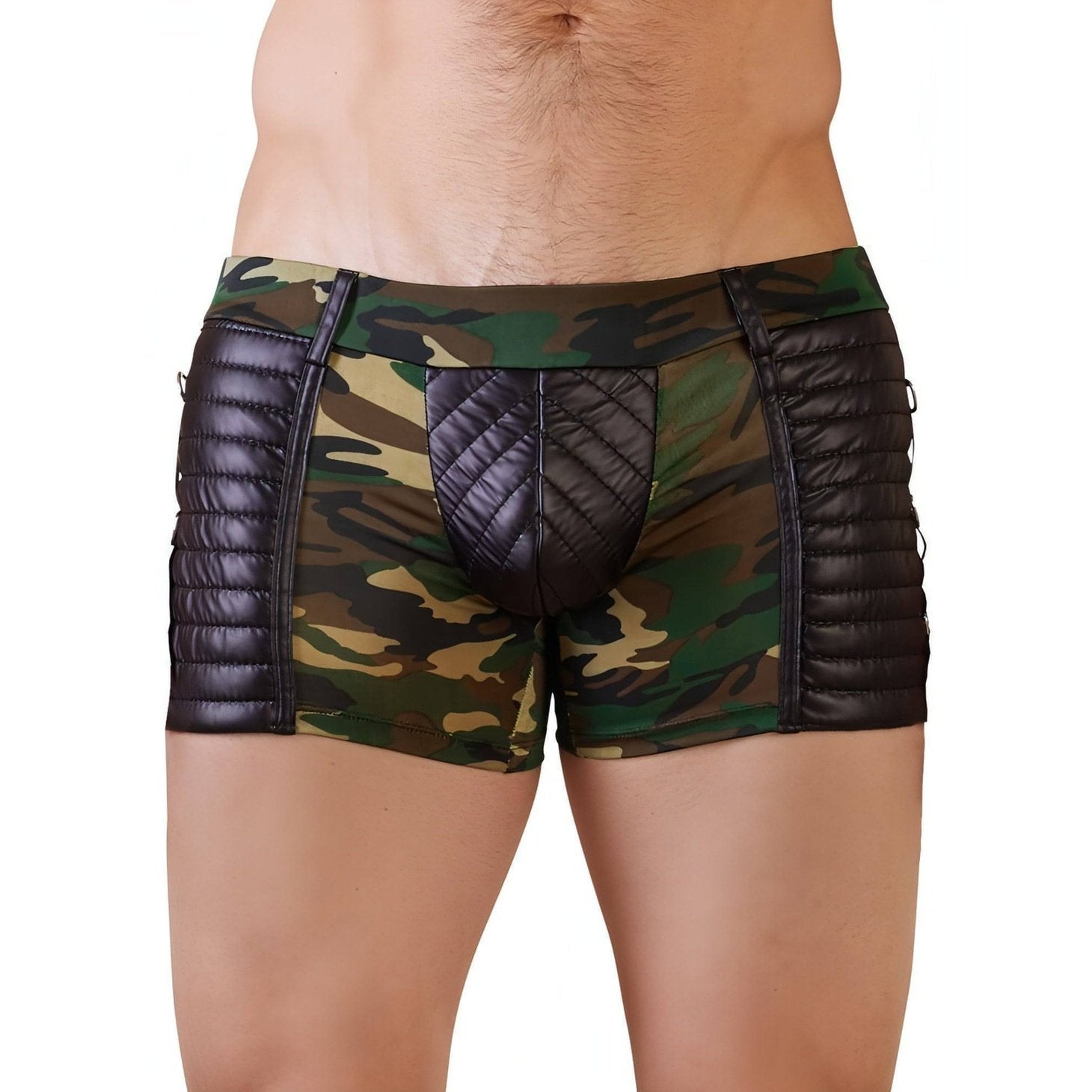 Boxer in morbida microfibra dal design camouflage con inserti neri opachi cuciti su entrambi i lati e sul marsupio - Taglia L NEK