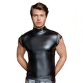 Sexy Tank Top Black Matt Man con inserciones de hombro en la red y un collar ajustable - Tamaño S