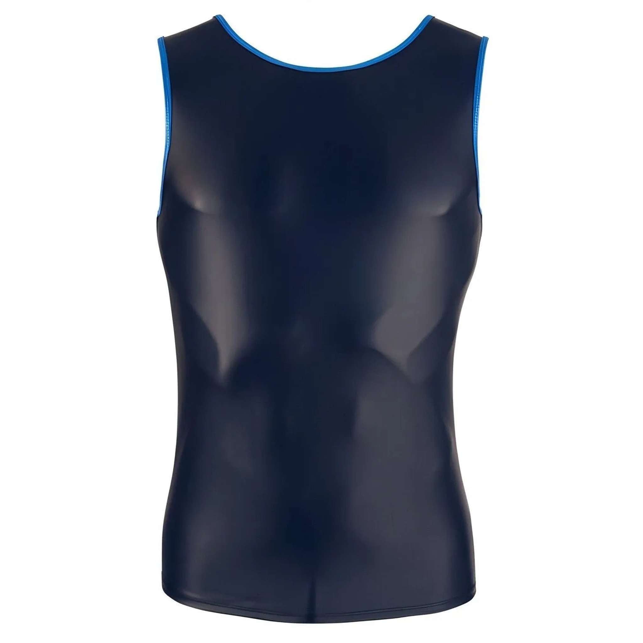 Canotta Uomo Nero Opaca con Bordatura Blu