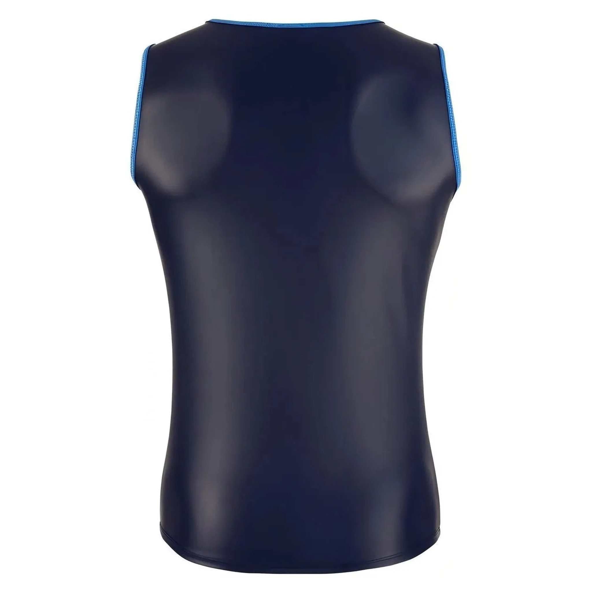 Canotta Uomo Nero Opaca con Bordatura Blu