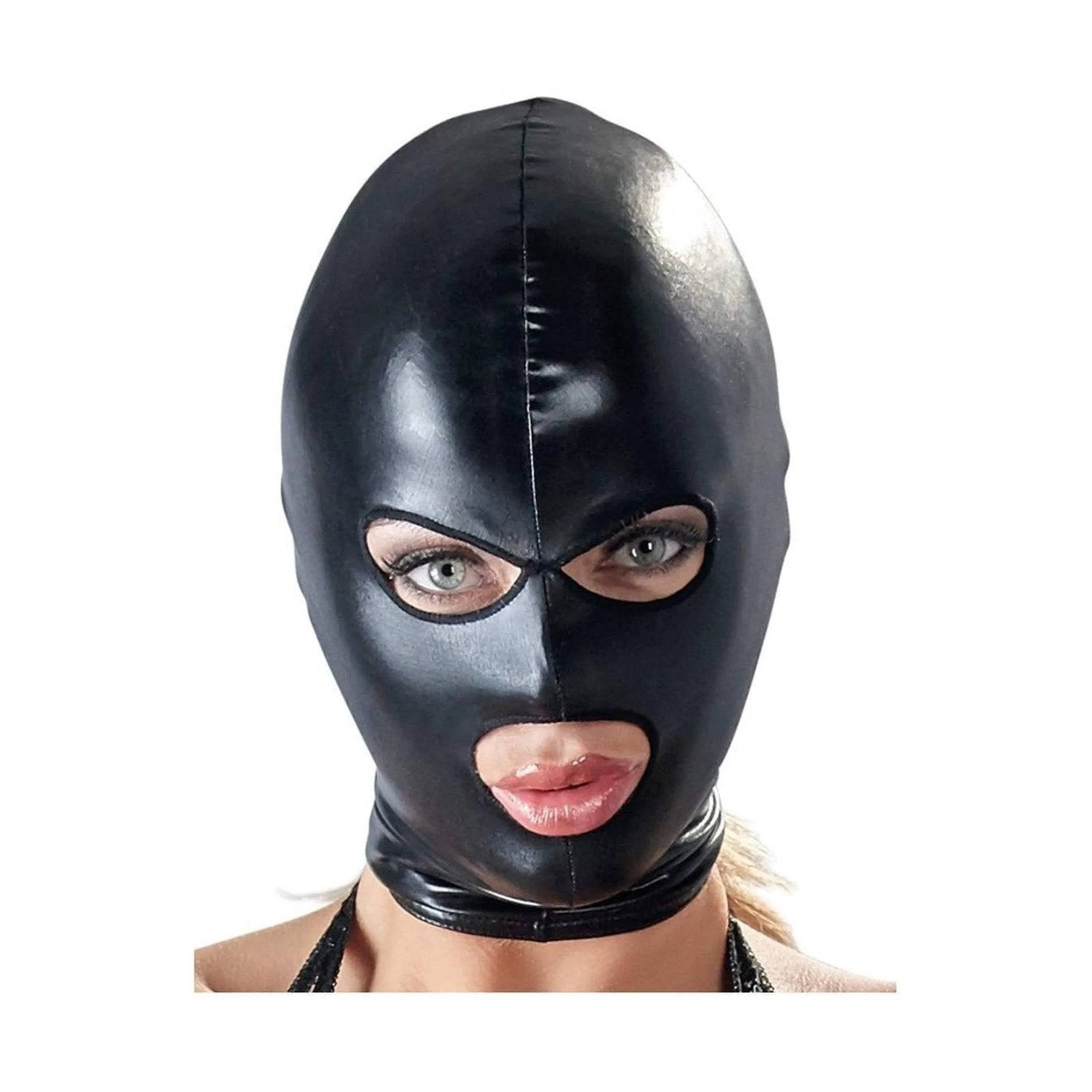 Cappuccio Nero Effetto Lucido Bocca e Occhi Scoperti