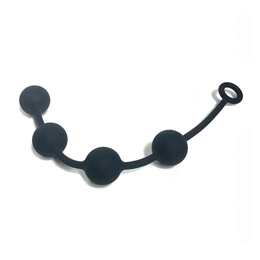 Anal chain 40 cm long, 4 cm, in 100% smooth, hypoallergenic, hard, waterproof and resistant silicone Ass Ballz - M - Black