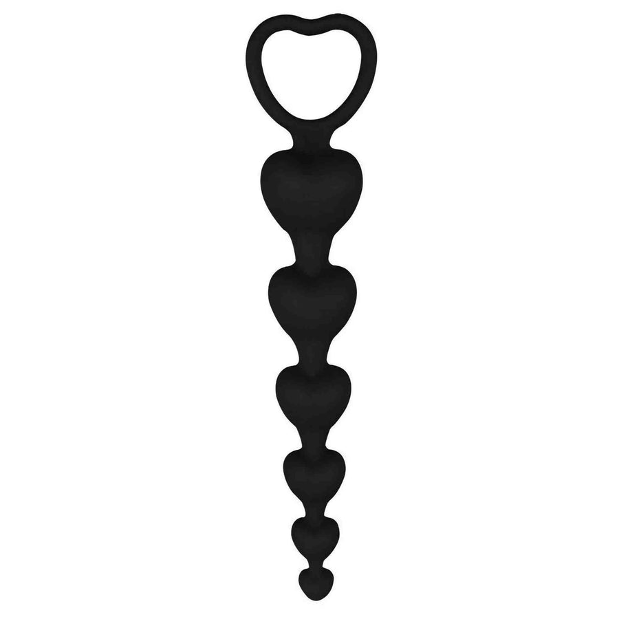 Chain of 6 silicone anal beads - 15 cm, Black