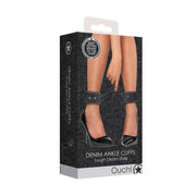 Cavigliere in denim nero Ouch! con effetto usato e catenella, confezione regalo