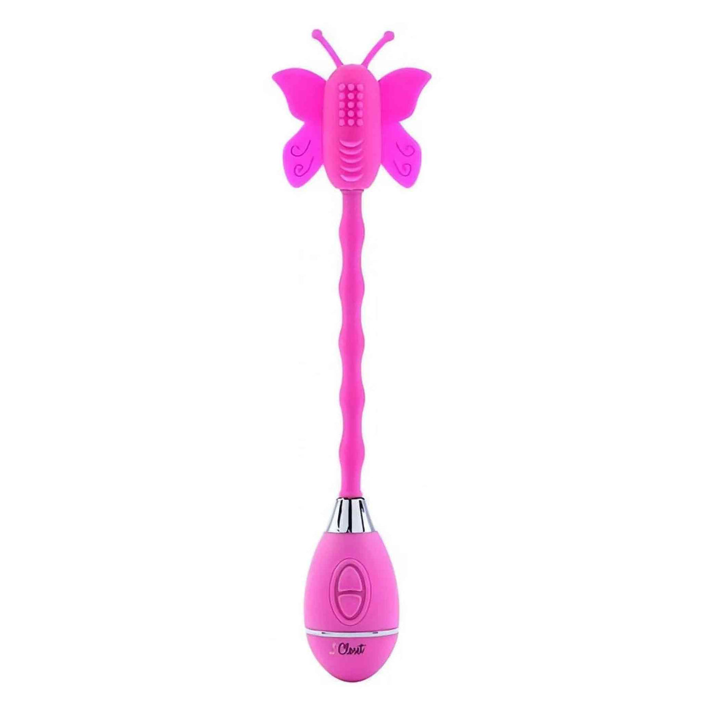 Vibratore clitorideo rosa a forma di farfalla flessibile in silicone con logo Closet