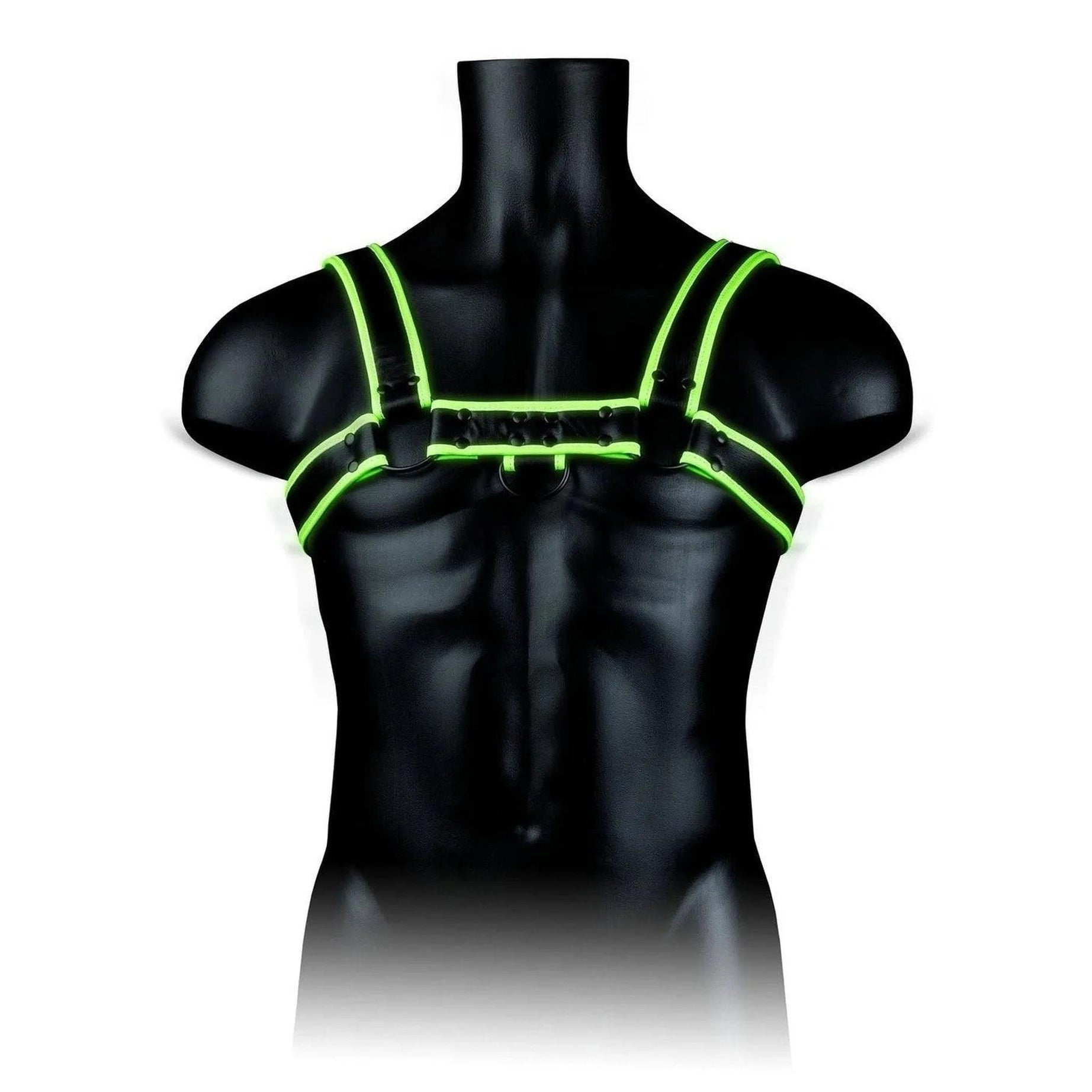 Chest Bulldog Harness - GitD - Neon Green/Black - L/XL