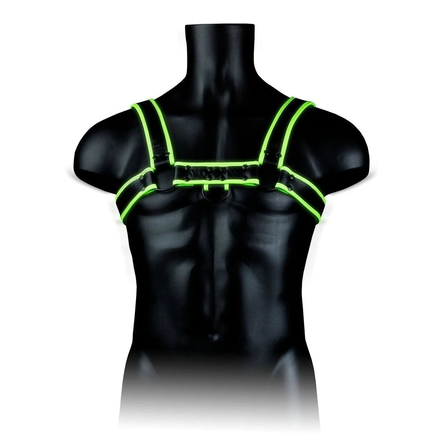 Chest Bulldog Harness - GitD - Neon Green/Black - L/XL - GoEstasy