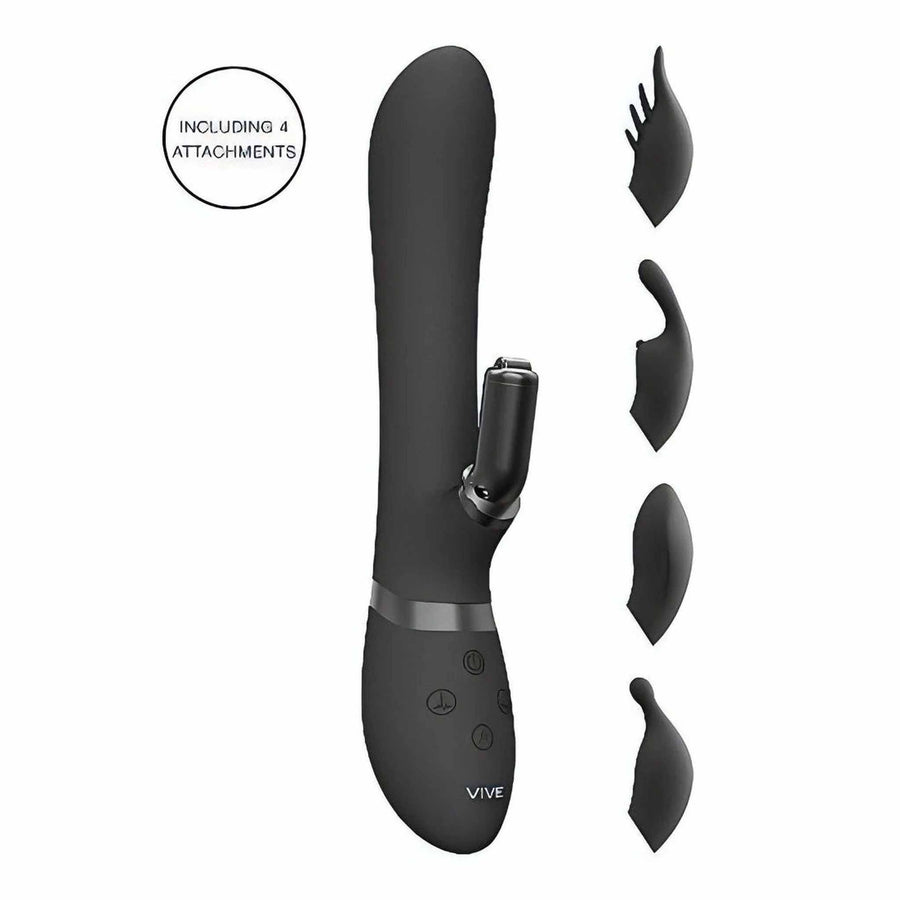 Rabbit Vibrator with Internal Pulsation Movement and Clitoral Stimulator - Black