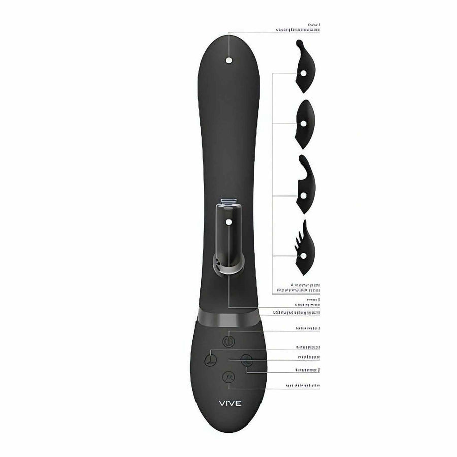Rabbit Vibrator with Internal Pulsation Movement and Clitoral Stimulator - Black