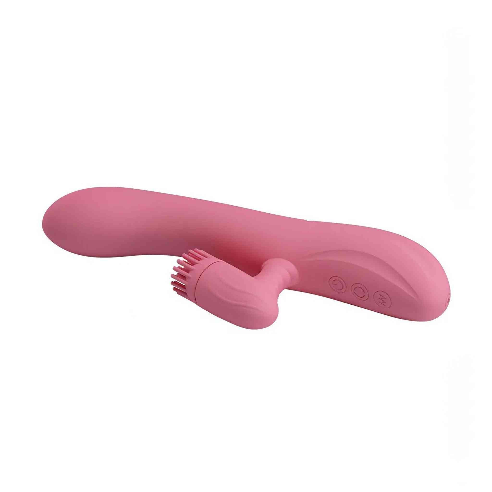 Chris Vibratore Rabbit con stimolatore clitorideo a rotazione - Silicone, Anallergico, Ricaricabile, 7 modalità di vibrazione
