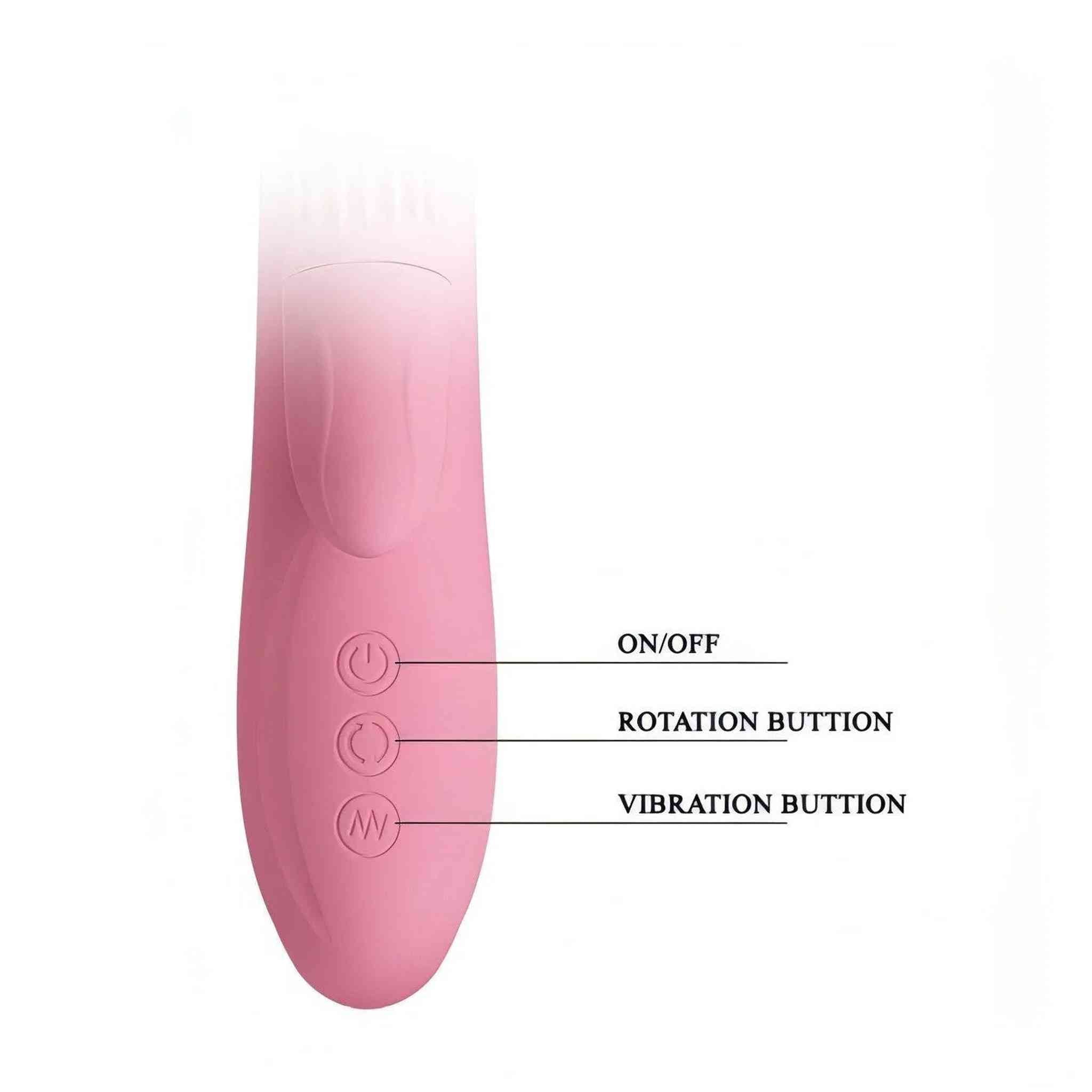 Chris Vibratore Rabbit con stimolatore clitorideo a rotazione - Silicone, Anallergico, Ricaricabile, 7 modalità di vibrazione