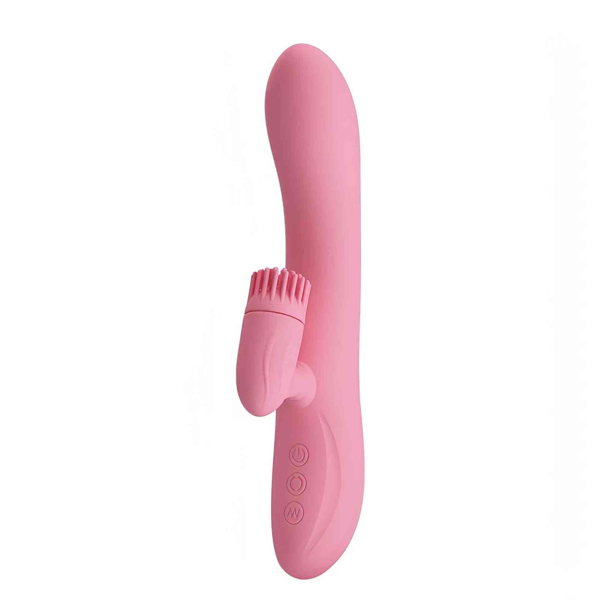 Chris Vibratore Rabbit con stimolatore clitorideo a rotazione - Silicone, Anallergico, Ricaricabile, 7 modalità di vibrazione