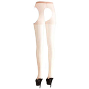 Collant Carne Velati con Aperture Bordatura Bianca