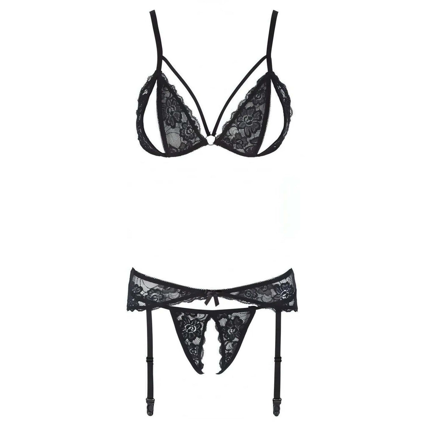 Completino Sexy 3 Pezzi Con Aperture Seni e Inguine