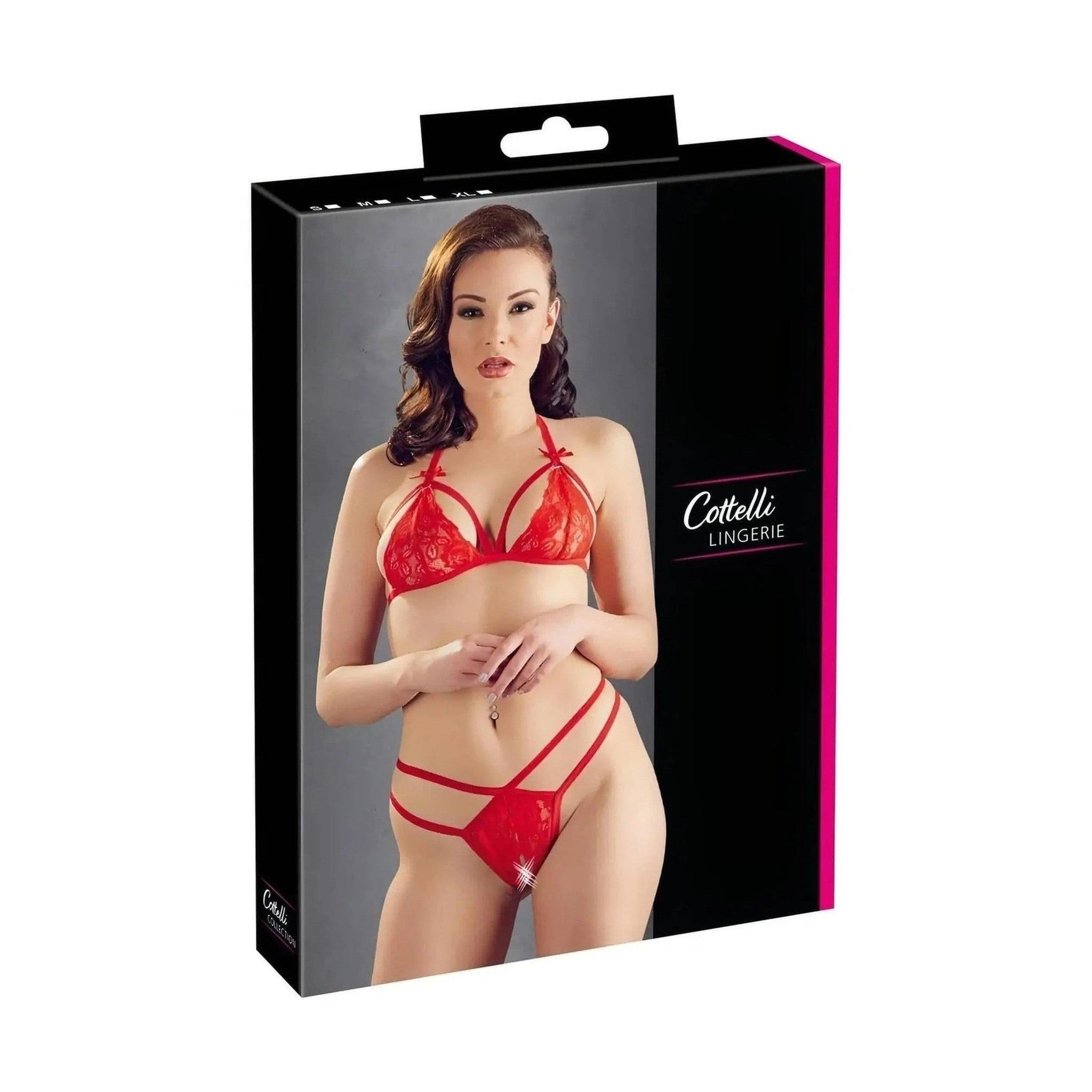 Completino in Pizzo Rosso con Seno Scopribile