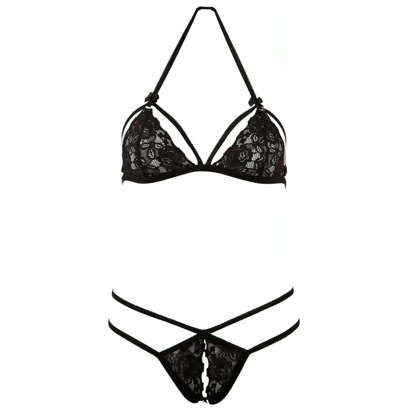 Completino in pizzo nero 2 pezzi