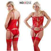 Completino rosso composto da body, slip, reggicalze e calze - S/L