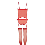 Completino rosso composto da body, slip, reggicalze e calze - S/L