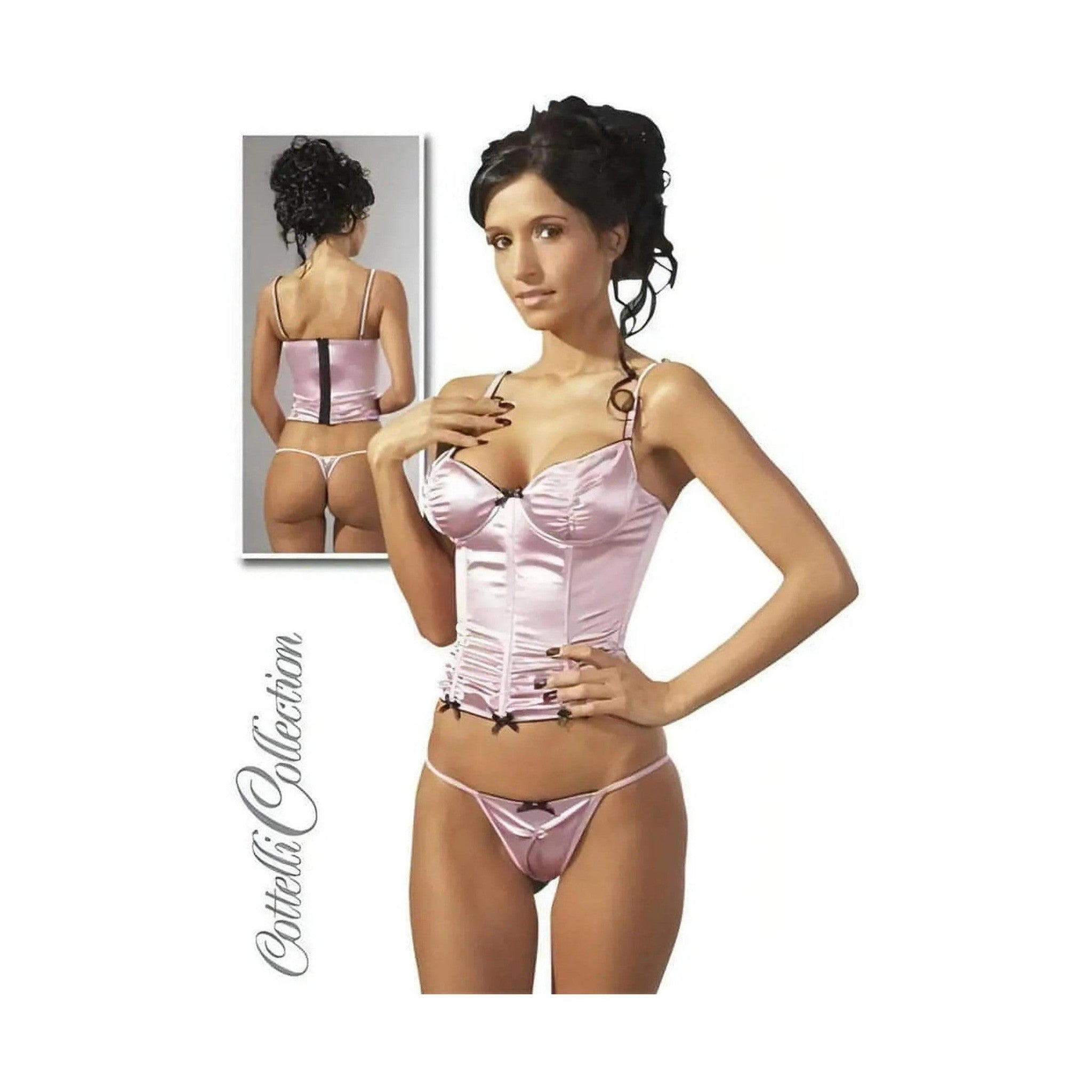 Corsetto in raso più perizoma coordinato - Color Glicine