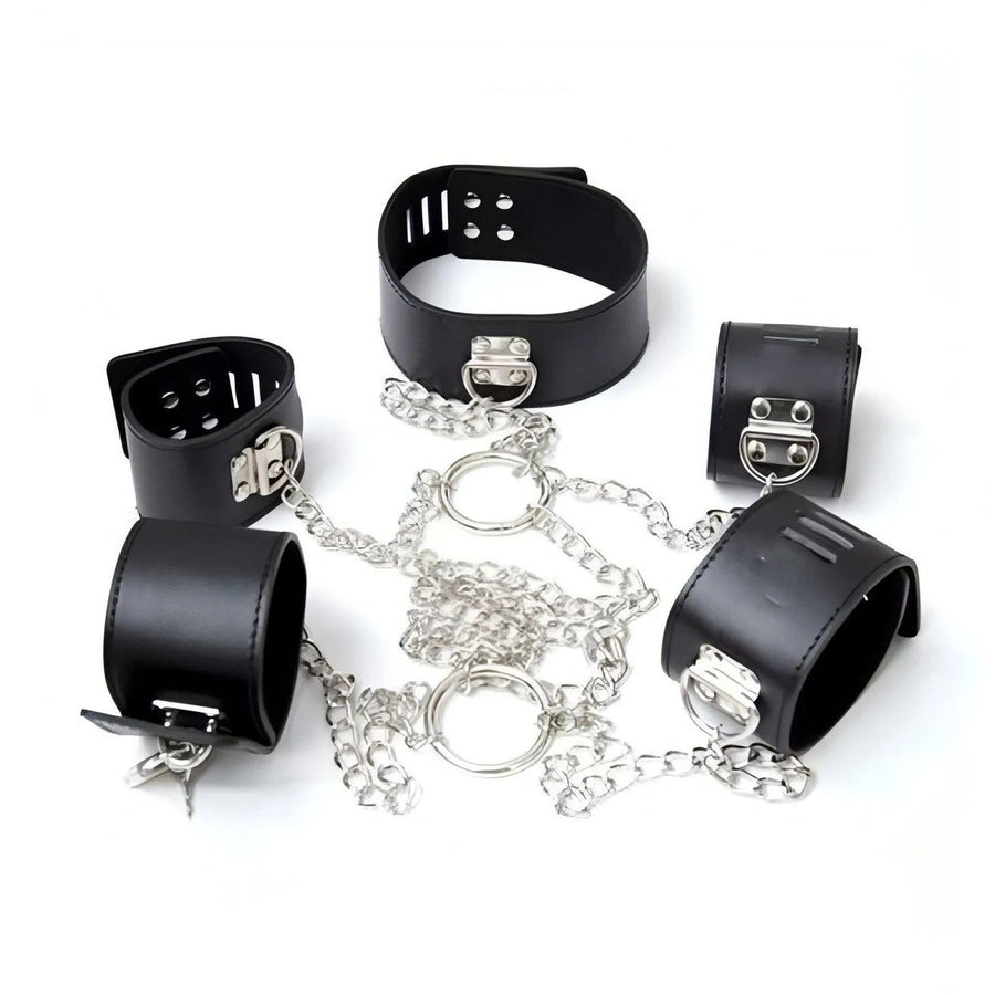 Einengender Ketten-Hogtie Schwarz – Leder, Schwarz